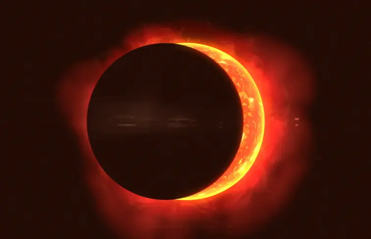 Momento do eclipse solar.